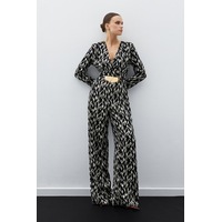 Sateen Desenli Saten Tulum - Siyah