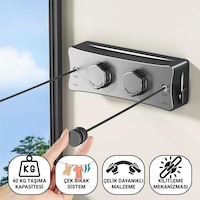 Coofbe 40kg Taşıma Kapasiteli Çelik Çamaşır Asma İpi Makinası Çamaşır Kurutma İpi Çamaşır Askılığı Siyah Coofbe 40kg Taşıma Kapasiteli Çelik Çamaşır Asma İpi Makinası Çamaşır Kurutma İpi Çamaşır Askılığı Siyah