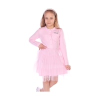 Toontoy Kız Çocuk Düğmeli Toontoy Girl Nakışlı Tüllü Elbise Siyah