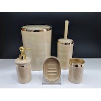 Akrilik Yuvarlak Banyo Seti Krem Mermer Gold Kromaj 5'Li Krem Akrilik Yuvarlak Banyo Seti Krem Mermer Gold Kromaj 5'Li Krem