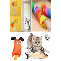 Kedi Tüneli + Elastik Olta + Peluş Balık + Sazan Peluş Fare Oyun Seti 4'lü Kedi Tüneli + Elastik Olta + Peluş Balık + Sazan Peluş Fare Oyun Seti 4'lü