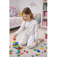 Kız Çocuk Renk Paleti Desenli 8 - 13 Yaş Pijama Takımı Beyaz Kız Çocuk Renk Paleti Desenli 8 - 13 Yaş Pijama Takımı Beyaz