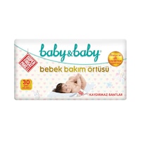Baby & Baby Süper Fırsat Paketi Kaydırmaz Bantlı Bebek Bakım Örtüsü 60 x 60 CM 2 x 30 Adet