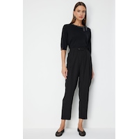 On Kadın Paçası Pileli Yan Cepli Pantolon 78105 Siyah On Kadın Paçası Pileli Yan Cepli Pantolon 78105 Siyah