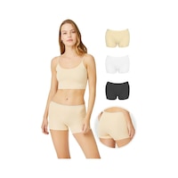 Cottonhill Basic Lazer Kesim Dikişsiz Kadın Boxer Külot 3'lü Paket Renkli-2 Çok Renkli Cottonhill Basic Lazer Kesim Dikişsiz Kadın Boxer Külot 3'lü Paket Renkli-2 Çok Renkli