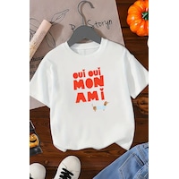Monila Kız Çocuk Baskılı Pamuklu Bisiklet Yaka T-shirt Beyaz Monila Kız Çocuk Baskılı Pamuklu Bisiklet Yaka T-shirt Beyaz