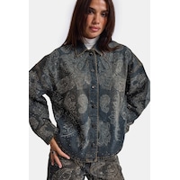 Kadın Kot Rengi T-10w6-8 Oversize Parlak Taş Ve Desen Özel Tasarım Denim Ceket Kadın Kot Rengi T-10w6-8 Oversize Parlak Taş Ve Desen Özel Tasarım Denim Ceket