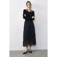 Shade Kadın Beli Lastikli Kendinden Desenli Astarlı Midi Etek 355 60286035 - Siyah Shade Kadın Beli Lastikli Kendinden Desenli Astarlı Midi Etek 355 60286035 - Siyah