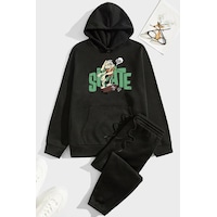 Uyguntarz Unisex All Day Rabbit Baskılı Eşofman Takımı Siyah Uyguntarz Unisex All Day Rabbit Baskılı Eşofman Takımı Siyah