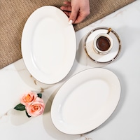 Porsima 4442 Gardenya Porselen Platin Fileli Kayık Tabak Seti - Oval Kahvaltılık Sunumluk Seti 25cm Beyaz Porsima 4442 Gardenya Porselen Platin Fileli Kayık Tabak Seti - Oval Kahvaltılık Sunumluk Seti 25cm Beyaz