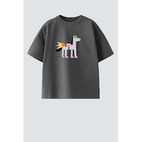 Monila Unisex Çocuk Pamuklu Bisiklet Yaka Baskılı T-shirt Füme Monila Unisex Çocuk Pamuklu Bisiklet Yaka Baskılı T-shirt Füme