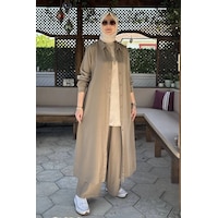 Rabia Şamlı Elif Pantolonlu Takım Vizon Normal Rabia Şamlı Elif Pantolonlu Takım Vizon Normal