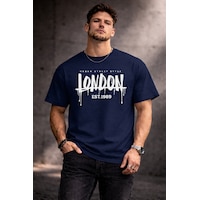 Herkesemoda Urban Streat Yazı Detaylı Basic T-shirt Lacivert Herkesemoda Urban Streat Yazı Detaylı Basic T-shirt Lacivert