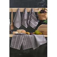Seher 6'lı Mutfak Ve El&yüz Havlu Seti 30x50 Cm Antrasit Seher 6'lı Mutfak Ve El&yüz Havlu Seti 30x50 Cm Antrasit