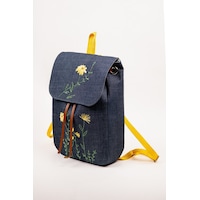 Fabric Craft Bag Sırt Çantası Kot Kumaş Çiçek Nakışlı Büzgülü Kot Fabric Craft Bag Sırt Çantası Kot Kumaş Çiçek Nakışlı Büzgülü Kot