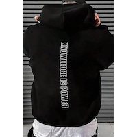 Uyguntarz Knowledge İs Power Baskılı Oversize Sweatshirt siyah Uyguntarz Knowledge İs Power Baskılı Oversize Sweatshirt siyah