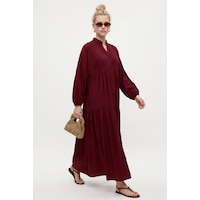 Ritnice Kadın Modest New Base %100 Viskon Bordo Maksi Boy Yazlık Elbise Ritnice Kadın Modest New Base %100 Viskon Bordo Maksi Boy Yazlık Elbise