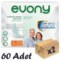 Evony Bel Bantlı Yetişkin Hasta Bezi L 2 x 30'Lu Evony Bel Bantlı Yetişkin Hasta Bezi L 2 x 30'Lu