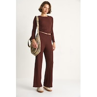 Shade Kadın Yanları Bağlamalı Crop Beli Lastikli Yüksek Bel Pantolonlu Bürümcük Takım 8075 60284110 - Kahve Shade Kadın Yanları Bağlamalı Crop Beli Lastikli Yüksek Bel Pantolonlu Bürümcük Takım 8075 60284110 - Kahve