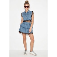 Shade Kadın Dantel Detaylı Crop Denim Yelek Katlı Mini Denim Etek Alt-üst Takım 8218 60286244 - Mavi Shade Kadın Dantel Detaylı Crop Denim Yelek Katlı Mini Denim Etek Alt-üst Takım 8218 60286244 - Mavi