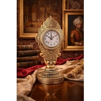 Nostaljik Vintage Taş İşlemeli Kabartmalı Lüks Altın Renk Dekoratif Salon Ve Ofis Masa Saati 29 Cm Gold Nostaljik Vintage Taş İşlemeli Kabartmalı Lüks Altın Renk Dekoratif Salon Ve Ofis Masa Saati 29 Cm Gold