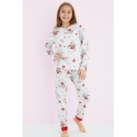 Siyah İnci Kız Çocuk Renkli Desenli Pamuklu Pijama Takım 24225705 Gri Siyah İnci Kız Çocuk Renkli Desenli Pamuklu Pijama Takım 24225705 Gri