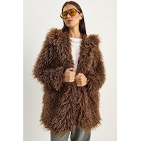 Shade Kadın Çift Düğme Detaylı Kapüşonlu Astarlı Tibet Kaban 2765 60281119 - Kahverengi Shade Kadın Çift Düğme Detaylı Kapüşonlu Astarlı Tibet Kaban 2765 60281119 - Kahverengi