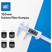 150 Mm Karbon Fiber Dijital Kumpas - Gümüş - Pil + Yedek Pil Dahil 150 Mm Karbon Fiber Dijital Kumpas - Gümüş - Pil + Yedek Pil Dahil