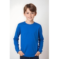 Fyk Kids Düz Basic Unisex Sweatshirt Mavi