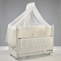 Meltem Kids Mondo Sallanır Ahşap Anne Yanı Beşik 60x120 cm (beyaz-ekru) Ekru