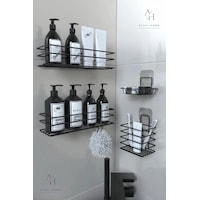 Atacı Paslanmaz Yapışkanlı Siyah Metal Banyo Rafı Düzenleyici 4'lü Set Kancalı Duş Rafı Sabunluk Rafı Siyah Atacı Paslanmaz Yapışkanlı Siyah Metal Banyo Rafı Düzenleyici 4'lü Set Kancalı Duş Rafı Sabunluk Rafı Siyah