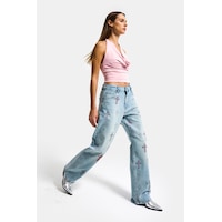 it's basic Kadın Kot Rengi T-4s6-32 Özel Parlak Taşlı Elastan Kumaş Tasarım Denim Jean Mavi it's basic Kadın Kot Rengi T-4s6-32 Özel Parlak Taşlı Elastan Kumaş Tasarım Denim Jean Mavi