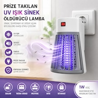 Uv Işık Sinek Öldürücü Lamba - Priza Takılan Sinek Kovucu Gece Lambası Sivrisinek Karşıtı Cihaz Uv Işık Sinek Öldürücü Lamba - Priza Takılan Sinek Kovucu Gece Lambası Sivrisinek Karşıtı Cihaz