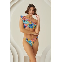 Loya Kadın Renkli Fresh Flower Tek Omuz Tek Üst Bikini Çok Renkli Loya Kadın Renkli Fresh Flower Tek Omuz Tek Üst Bikini Çok Renkli