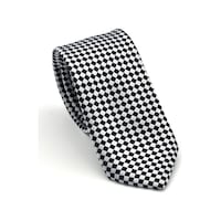 Gaffy Siyah Piti Kare Desenli Beyaz Dokuma Kumaş Mendilli Slim Fit Kravat // Sdk-2503-4 Beyaz Gaffy Siyah Piti Kare Desenli Beyaz Dokuma Kumaş Mendilli Slim Fit Kravat // Sdk-2503-4 Beyaz