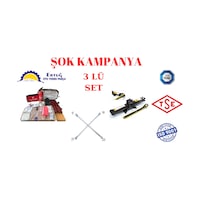 Trafik Seti + Oto Cırcırlı Kriko + Bijon Anahtarı (448891617) Trafik Seti + Oto Cırcırlı Kriko + Bijon Anahtarı (448891617)