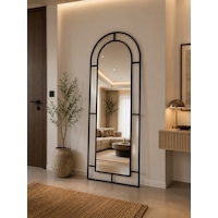 Effe Siyah Metal Çerçeveli 180x70 Cm Pencere Model Oval Ayaklı Boy Aynası Effe Siyah Metal Çerçeveli 180x70 Cm Pencere Model Oval Ayaklı Boy Aynası