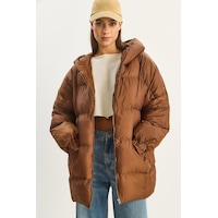 Shade Kadın Kapüşonlu Oversize Yarasa Kol Şişme Mont 60283686 - Kahverengi Shade Kadın Kapüşonlu Oversize Yarasa Kol Şişme Mont 60283686 - Kahverengi