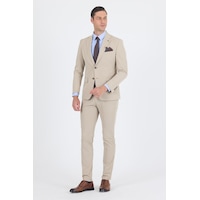 İmza Bej Mono Yaka Yarım Astar 6 Drop Slim Fit Beli Lastikli Takım Elbise 1001250121 Bej İmza Bej Mono Yaka Yarım Astar 6 Drop Slim Fit Beli Lastikli Takım Elbise 1001250121 Bej