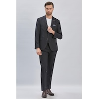 İmza Siyah Gabardin Mono Yaka 8 Drop Comfort Fit Rahat Kesim Basic Takım Elbise 1001240006-siyah Siyah İmza Siyah Gabardin Mono Yaka 8 Drop Comfort Fit Rahat Kesim Basic Takım Elbise 1001240006-siyah Siyah