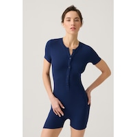 Los Ojos Lacivert Fitilli Kısa Kollu Kısa Tulum Short Romper Lacivert Lacivert Los Ojos Lacivert Fitilli Kısa Kollu Kısa Tulum Short Romper Lacivert Lacivert