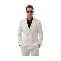 Deep Sea Deepsea Erkek Beyaz Slim Fit Kruvaze Takım Elbise Likralı Çizgili Dokulu Metal Düğmeli 2600820 Deep Sea Deepsea Erkek Beyaz Slim Fit Kruvaze Takım Elbise Likralı Çizgili Dokulu Metal Düğmeli 2600820