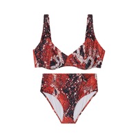 Yüksek Bel Formda Geniş Askılı Desenli Bikini Takımı Yüksek Bel Formda Geniş Askılı Desenli Bikini Takımı