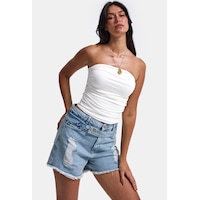 it's basic Kadın Kot Rengi 11s6-3 Relax Mom Kemer Detaylı Tasarım Denim Şort it's basic Kadın Kot Rengi 11s6-3 Relax Mom Kemer Detaylı Tasarım Denim Şort