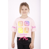Toontoy Kids Toontoy Kız Çocuk Instagram Baskılı Crop Tişört Pudra Toontoy Kids Toontoy Kız Çocuk Instagram Baskılı Crop Tişört Pudra