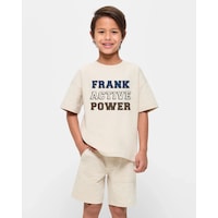 Uyguntarz Çocuk Frank Baskılı Pamuklu Tshirt Bej Uyguntarz Çocuk Frank Baskılı Pamuklu Tshirt Bej