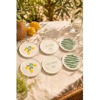 Amalfi 6 Adet 16 Cm Seramik Tatlı Tabağı Seti Akdeniz Esintili Limon Desenli Pasta Ve Sunum Tabağı Beyaz Amalfi 6 Adet 16 Cm Seramik Tatlı Tabağı Seti Akdeniz Esintili Limon Desenli Pasta Ve Sunum Tabağı Beyaz