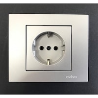 Ovivo Grano Gümüş Topraklı Priz Çerçeveli Ovivo Grano Gümüş Topraklı Priz Çerçeveli