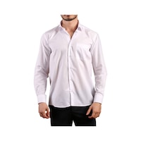 Dicotto Beyaz Büyük Beden Rahat Kesim Cepli Uzun Kol Regular Fit Erkek Gömlek - 150-1 001 Dicotto Beyaz Büyük Beden Rahat Kesim Cepli Uzun Kol Regular Fit Erkek Gömlek - 150-1 001