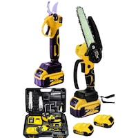 Monshop Set00 Bakır 2'li Set Çift Akülü Şarjlı Dal Budama Makas + Dal Budama Testeresi Monshop Set00 Bakır 2'li Set Çift Akülü Şarjlı Dal Budama Makas + Dal Budama Testeresi